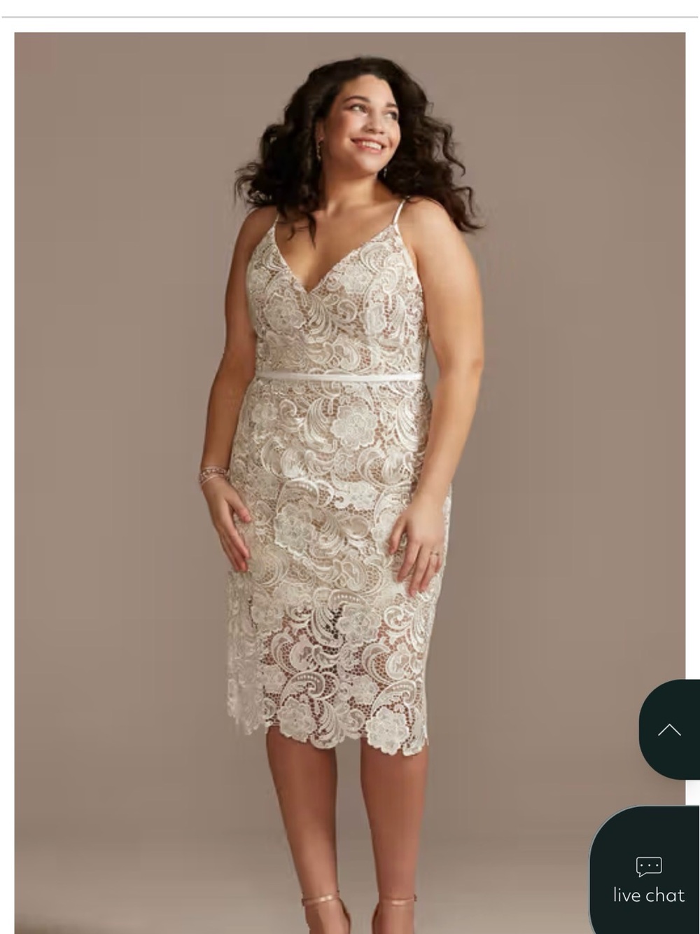 David's Bridal crochet lace overlay midi Dress